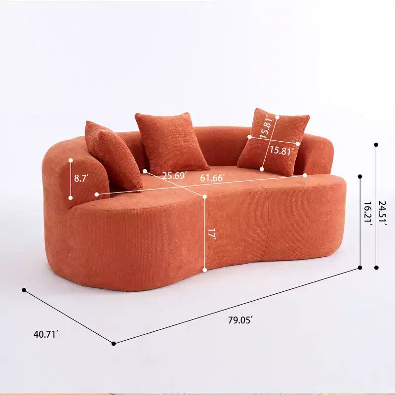 Divano Moderno a Mezzaluna con Cuscini, Divano Cloud Profondo in ciniglia per Soggiorno o Camera da Letto, Appartamento-Panipeachy