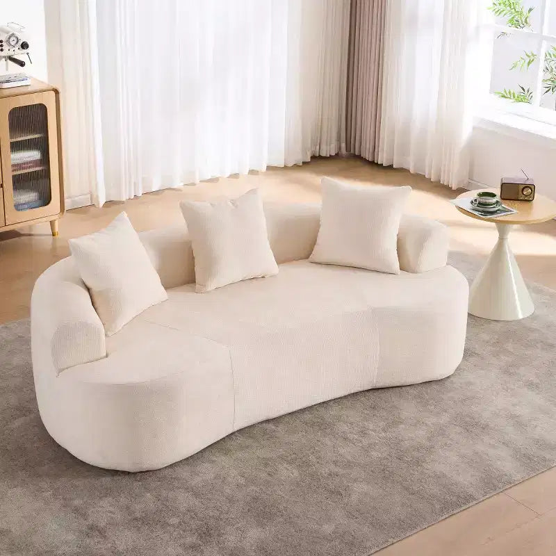 Divano Moderno a Mezzaluna con Cuscini, Divano Cloud Profondo in ciniglia per Soggiorno o Camera da Letto, Appartamento-Panipeachy