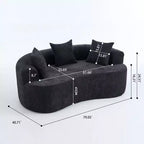 Divano Moderno a Mezzaluna con Cuscini, Divano Cloud Profondo in ciniglia per Soggiorno o Camera da Letto, Appartamento-Panipeachy