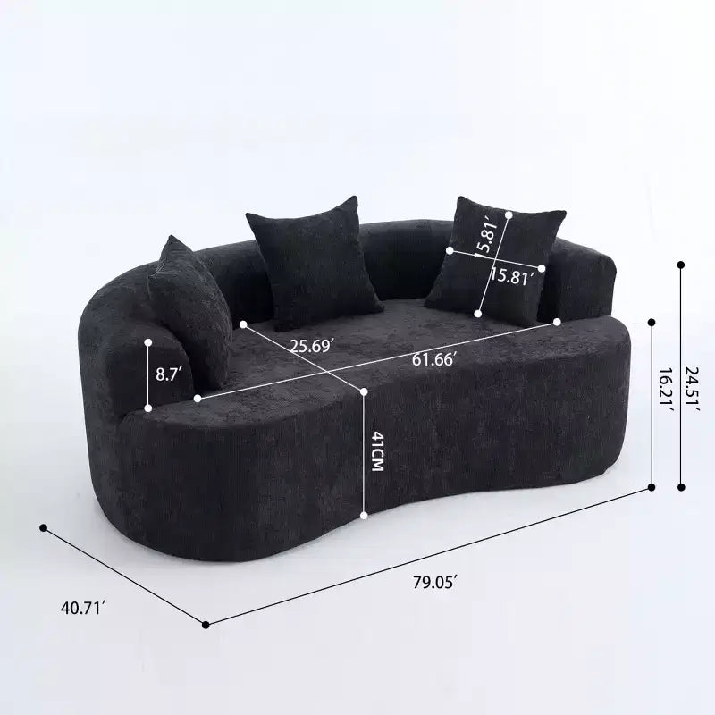 Divano Moderno a Mezzaluna con Cuscini, Divano Cloud Profondo in ciniglia per Soggiorno o Camera da Letto, Appartamento-Panipeachy