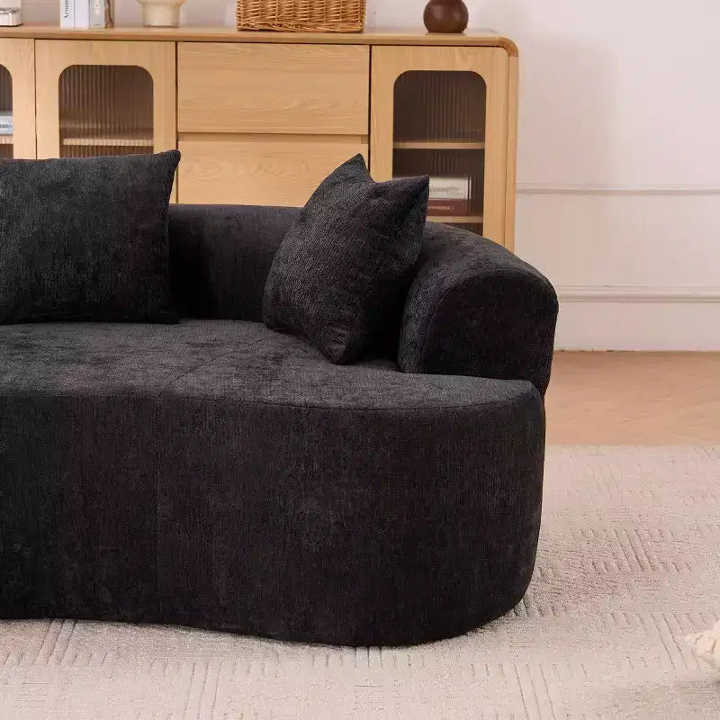 Divano Moderno a Mezzaluna con Cuscini, Divano Cloud Profondo in ciniglia per Soggiorno o Camera da Letto, Appartamento-Panipeachy