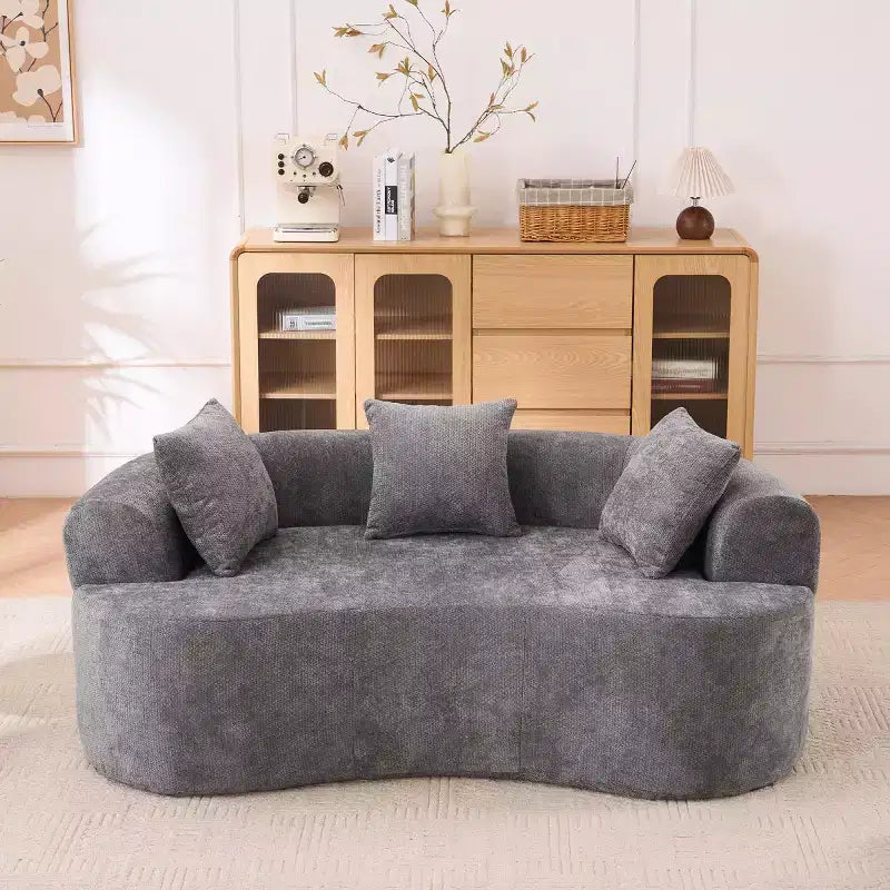 Divano Moderno a Mezzaluna con Cuscini, Divano Cloud Profondo in ciniglia per Soggiorno o Camera da Letto, Appartamento-Panipeachy