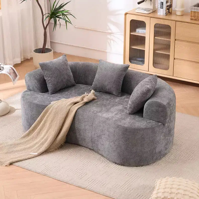 Divano Moderno a Mezzaluna con Cuscini, Divano Cloud Profondo in ciniglia per Soggiorno o Camera da Letto, Appartamento-Panipeachy