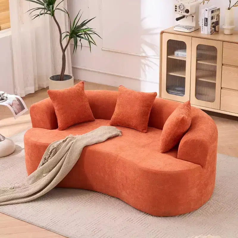 Divano Moderno a Mezzaluna con Cuscini, Divano Cloud Profondo in ciniglia per Soggiorno o Camera da Letto, Appartamento-Panipeachy