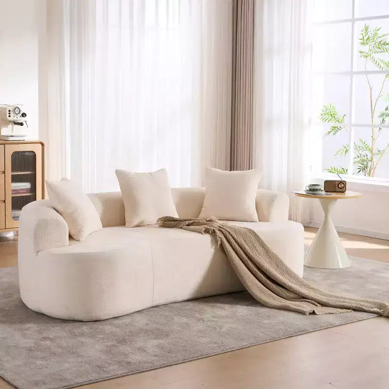 Divano Moderno a Mezzaluna con Cuscini, Divano Cloud Profondo in ciniglia per Soggiorno o Camera da Letto, Appartamento-Panipeachy