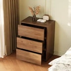 Comò a 3 cassetti Luck Live Farmhouse, Armadio in legno con ampio spazio, Cassettiera per camera da letto minimalista colore noce