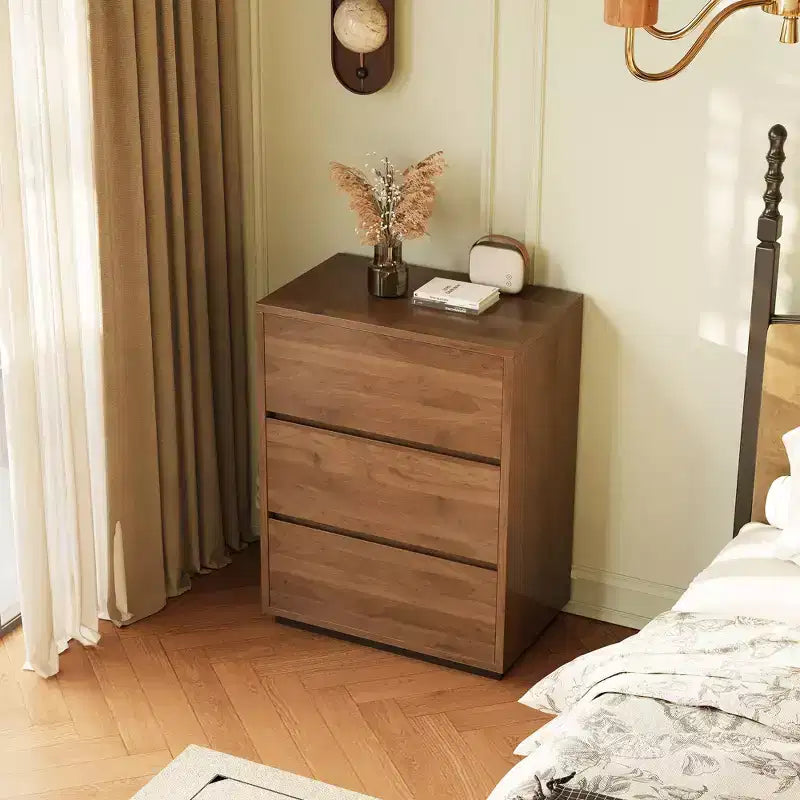 Comò a 3 cassetti Luck Live Farmhouse, Armadio in legno con ampio spazio, Cassettiera per camera da letto minimalista colore noce
