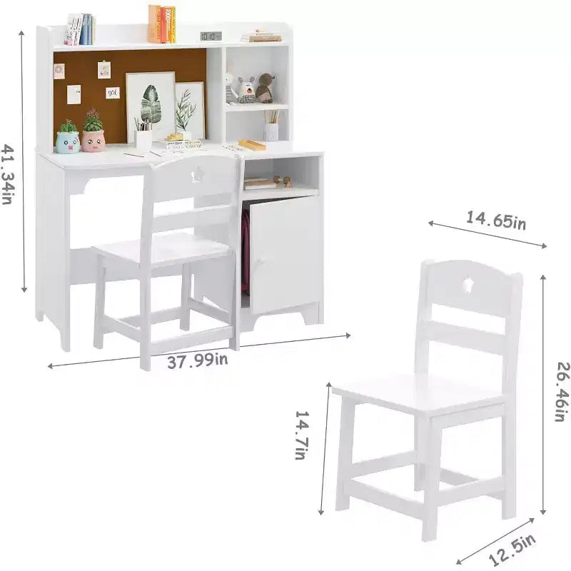 Acekool Scrivania e Sedia per Bambini, Tavolo Studio con Contenitore per Camera da Letto o Sala Giochi