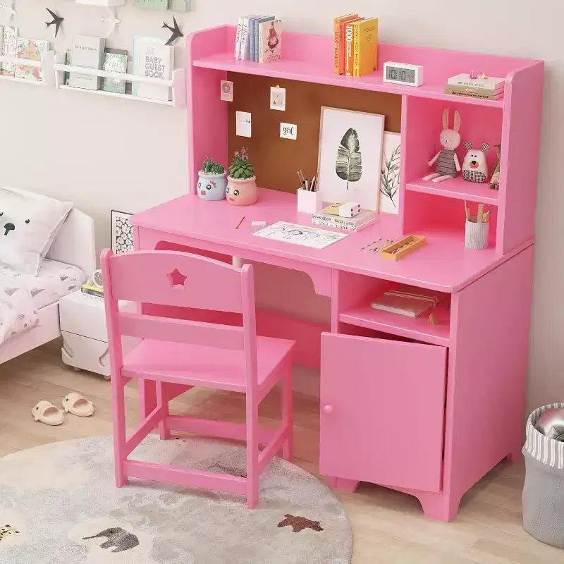 Acekool Scrivania e Sedia per Bambini, Tavolo Studio con Contenitore per Camera da Letto o Sala Giochi