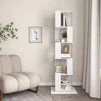 Libreria Girevole a 360° a 6 Ripiani, Scaffale Stretto in Legno con Pannelli in Acrilico, Organizer da Terra per Camera da Letto, Soggiorno, Studio