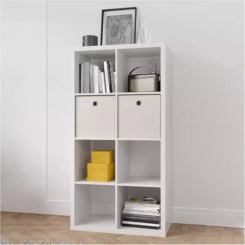 Mobiletto organizer a 8 cubi con ripiani aperti sul retro, libreria a 2 x 5 cubi per la decorazione della casa