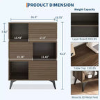 Mobile contenitore moderno con ante e 3 ripiani, Credenza in legno con gambe robuste per soggiorno, sala da pranzo, cucina