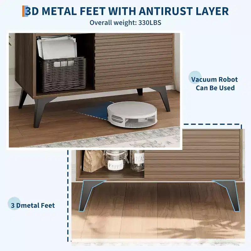 Mobile contenitore moderno con ante e 3 ripiani, Credenza in legno con gambe robuste per soggiorno, sala da pranzo, cucina