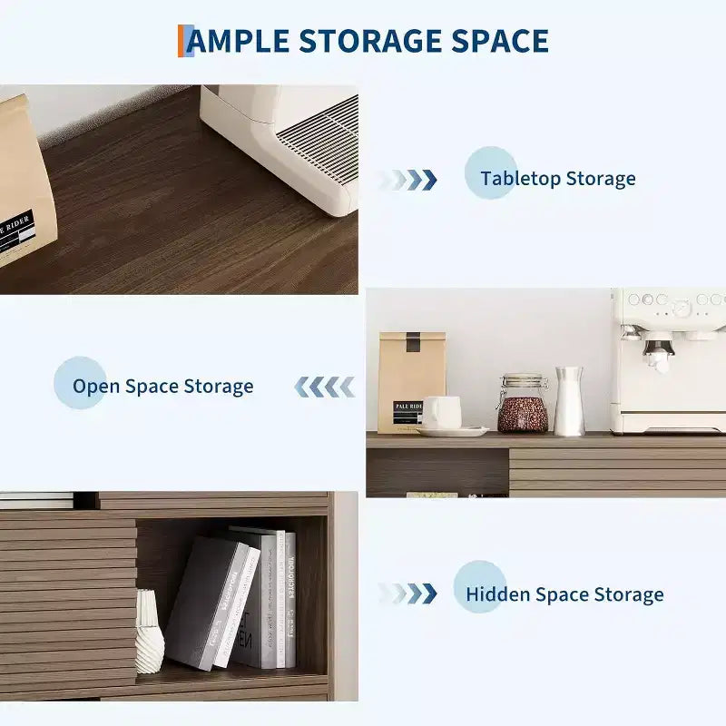 Mobile contenitore moderno con ante e 3 ripiani, Credenza in legno con gambe robuste per soggiorno, sala da pranzo, cucina