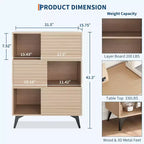 Mobile contenitore moderno con ante e 3 ripiani, Credenza in legno con gambe robuste per soggiorno, sala da pranzo, cucina