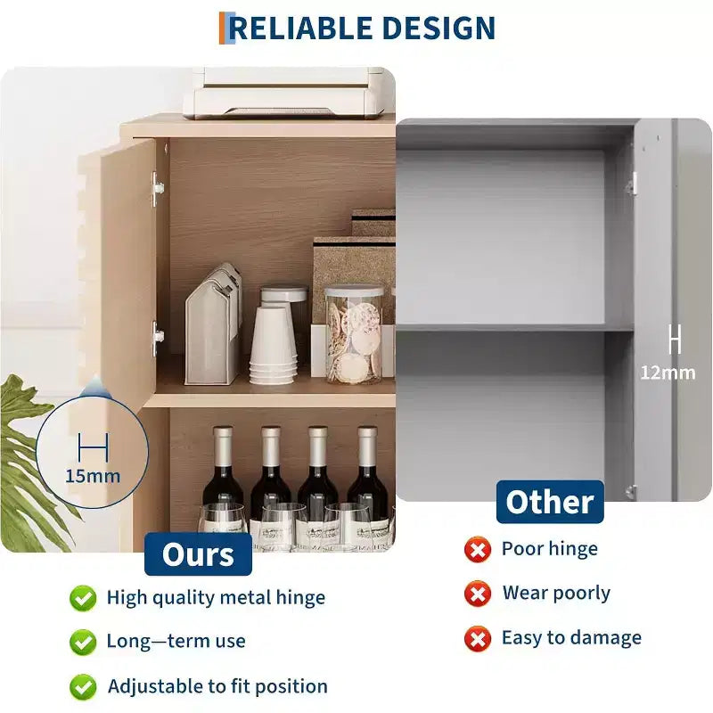 Mobile contenitore moderno con ante e 3 ripiani, Credenza in legno con gambe robuste per soggiorno, sala da pranzo, cucina