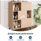 Mobile contenitore moderno con ante e 3 ripiani, Credenza in legno con gambe robuste per soggiorno, sala da pranzo, cucina
