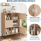 Mobile contenitore moderno con ante e 3 ripiani, Credenza in legno con gambe robuste per soggiorno, sala da pranzo, cucina