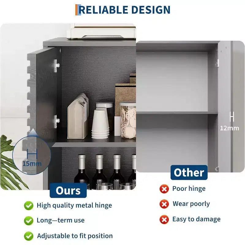 Mobile contenitore moderno con ante e 3 ripiani, Credenza in legno con gambe robuste per soggiorno, sala da pranzo, cucina