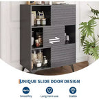 Mobile contenitore moderno con ante e 3 ripiani, Credenza in legno con gambe robuste per soggiorno, sala da pranzo, cucina