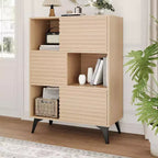 Mobile contenitore moderno con ante e 3 ripiani, Credenza in legno con gambe robuste per soggiorno, sala da pranzo, cucina
