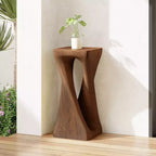 Tavolino Retro Comodino Tavolino d'Appoggio con Texture Effetto Legno, Tavolino d'Appoggio per Interni/Esterni a Forma di Spirale - ModernLuxe