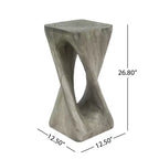 Tavolino Retro Comodino Tavolino d'Appoggio con Texture Effetto Legno, Tavolino d'Appoggio per Interni/Esterni a Forma di Spirale - ModernLuxe