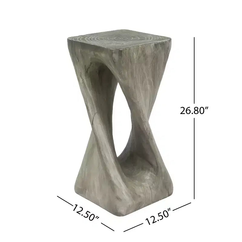 Tavolino Retro Comodino Tavolino d'Appoggio con Texture Effetto Legno, Tavolino d'Appoggio per Interni/Esterni a Forma di Spirale - ModernLuxe