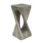 Tavolino Retro Comodino Tavolino d'Appoggio con Texture Effetto Legno, Tavolino d'Appoggio per Interni/Esterni a Forma di Spirale - ModernLuxe