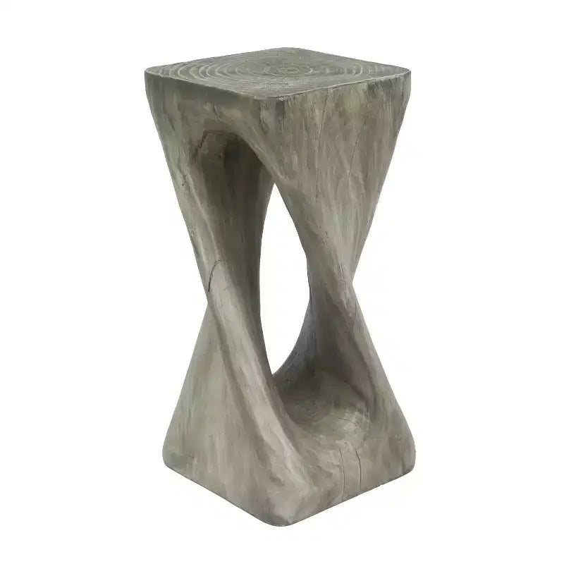 Tavolino Retro Comodino Tavolino d'Appoggio con Texture Effetto Legno, Tavolino d'Appoggio per Interni/Esterni a Forma di Spirale - ModernLuxe
