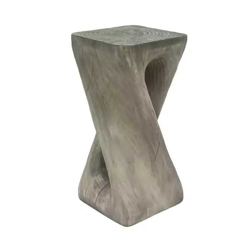 Tavolino Retro Comodino Tavolino d'Appoggio con Texture Effetto Legno, Tavolino d'Appoggio per Interni/Esterni a Forma di Spirale - ModernLuxe