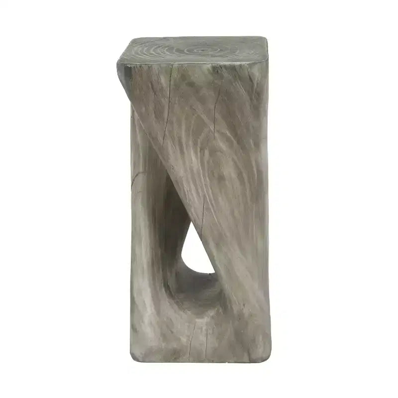 Tavolino Retro Comodino Tavolino d'Appoggio con Texture Effetto Legno, Tavolino d'Appoggio per Interni/Esterni a Forma di Spirale - ModernLuxe