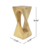 Tavolino Retro Comodino Tavolino d'Appoggio con Texture Effetto Legno, Tavolino d'Appoggio per Interni/Esterni a Forma di Spirale - ModernLuxe