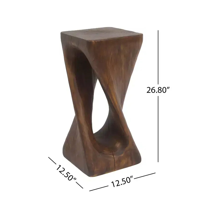Tavolino Retro Comodino Tavolino d'Appoggio con Texture Effetto Legno, Tavolino d'Appoggio per Interni/Esterni a Forma di Spirale - ModernLuxe