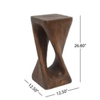 Tavolino Retro Comodino Tavolino d'Appoggio con Texture Effetto Legno, Tavolino d'Appoggio per Interni/Esterni a Forma di Spirale - ModernLuxe