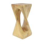 Tavolino Retro Comodino Tavolino d'Appoggio con Texture Effetto Legno, Tavolino d'Appoggio per Interni/Esterni a Forma di Spirale - ModernLuxe