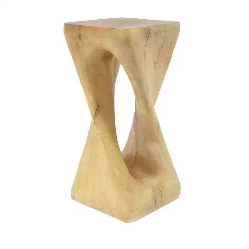 Tavolino Retro Comodino Tavolino d'Appoggio con Texture Effetto Legno, Tavolino d'Appoggio per Interni/Esterni a Forma di Spirale - ModernLuxe