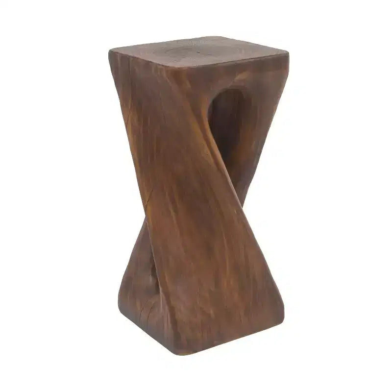 Tavolino Retro Comodino Tavolino d'Appoggio con Texture Effetto Legno, Tavolino d'Appoggio per Interni/Esterni a Forma di Spirale - ModernLuxe