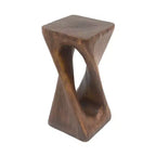 Tavolino Retro Comodino Tavolino d'Appoggio con Texture Effetto Legno, Tavolino d'Appoggio per Interni/Esterni a Forma di Spirale - ModernLuxe