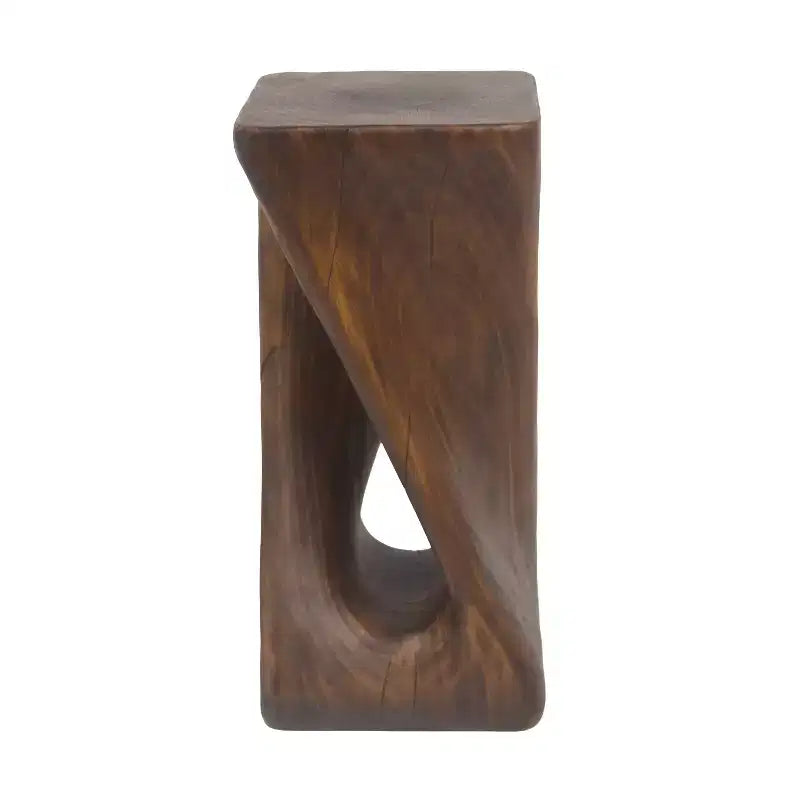 Tavolino Retro Comodino Tavolino d'Appoggio con Texture Effetto Legno, Tavolino d'Appoggio per Interni/Esterni a Forma di Spirale - ModernLuxe