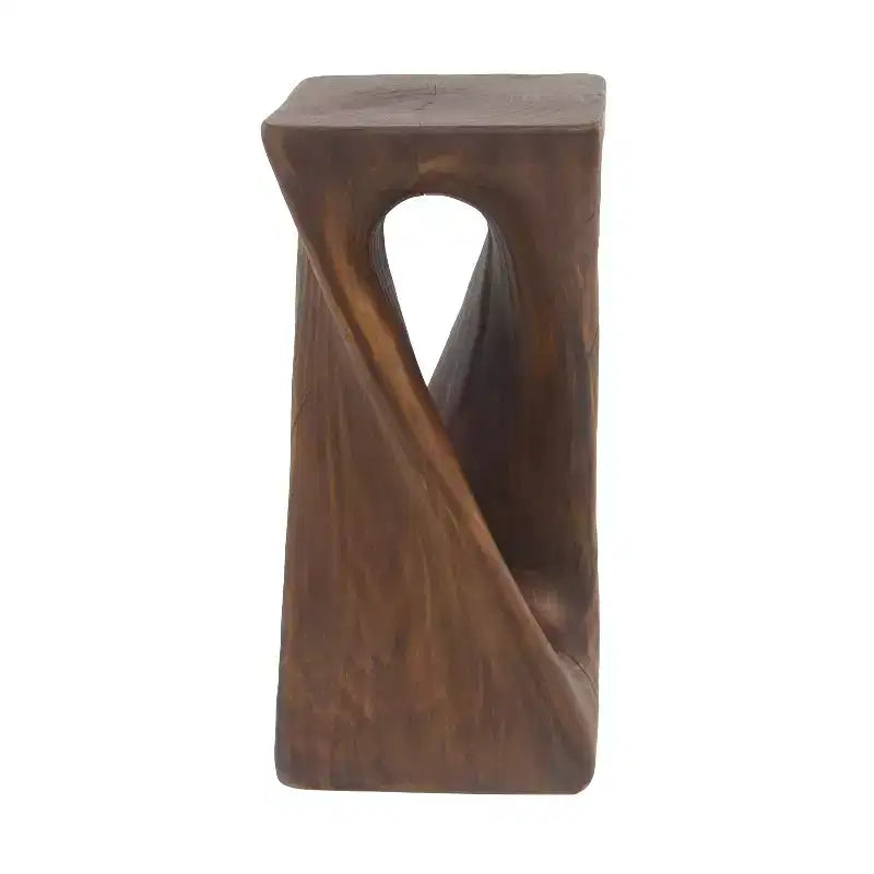 Tavolino Retro Comodino Tavolino d'Appoggio con Texture Effetto Legno, Tavolino d'Appoggio per Interni/Esterni a Forma di Spirale - ModernLuxe