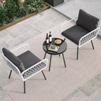 COZONY Set Divani Sezionali da Esterno per Tutte le Stagioni, Salotto con Cuscino in Vimini e Tavolo in Vetro per Balcone Veranda Giardino