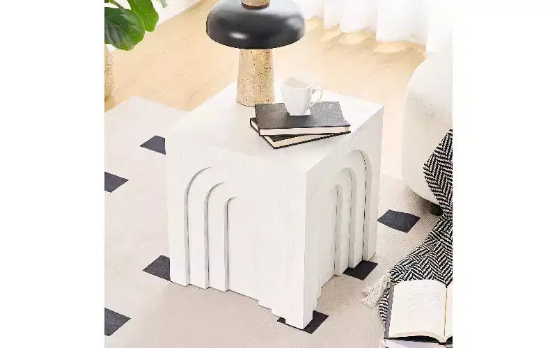 TUYOHW Tavolino Moderno Quadrato, Tavolino Imitazione Legno Massello in MDF, Tavolino da Salotto d'Appoggio, Comodino da Camera da Letto