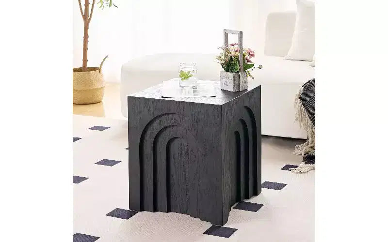 TUYOHW Tavolino Moderno Quadrato, Tavolino Imitazione Legno Massello in MDF, Tavolino da Salotto d'Appoggio, Comodino da Camera da Letto