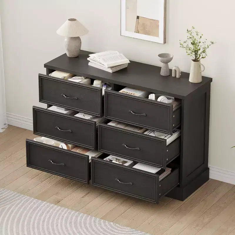 Comodino Moderno con Cassetti, Mobile Contenitore  Perfetto per la Camera da Letto, Organizer con Cassetti, Legno Robusto, Design Salvaspazio  Nero Venatura del Legno