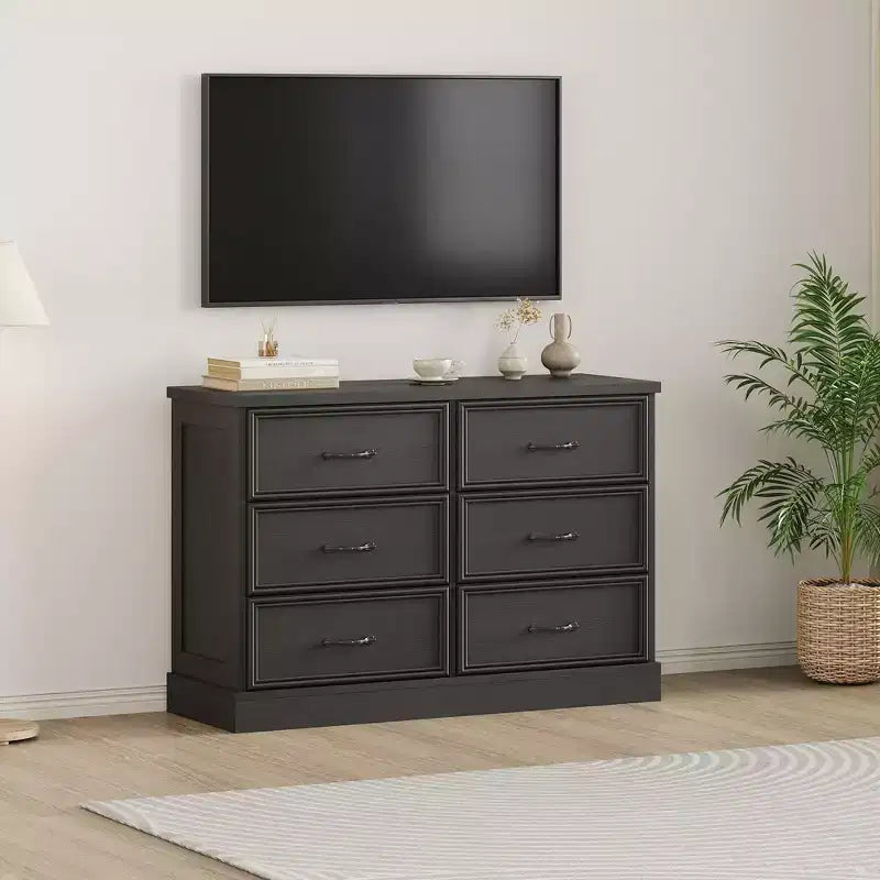 Comodino Moderno con Cassetti, Mobile Contenitore  Perfetto per la Camera da Letto, Organizer con Cassetti, Legno Robusto, Design Salvaspazio  Nero Venatura del Legno