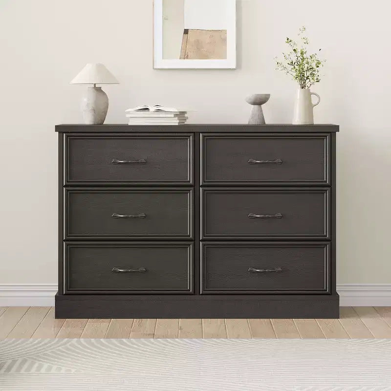 Modern Drawer Bedside Table Storage Cabinet  Perfect for Bedroom, Drawer Organizer, Sturdy Wood, Space-Saving Design  Black Wood Grain