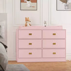 Comò a 6 cassetti Acekool con fasciatoio, cassettiera ampia con prese di corrente, fasciatoio rimovibile, organizer per cameretta neonati, rosa
