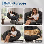 Sedia girevole Papasan in vimini da 37 pollici con cuscino spesso, rotonda, da esterno e interno, per il relax sul patio, telaio in acciaio