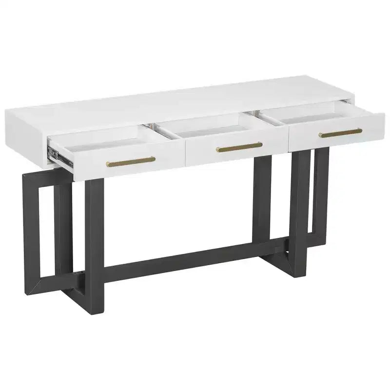 Consolle Okak stile moderno artistico con 3 cassetti, elegante tavolo da ingresso con gambe a incrocio, tavoli da foyer per ingresso, soggiorno